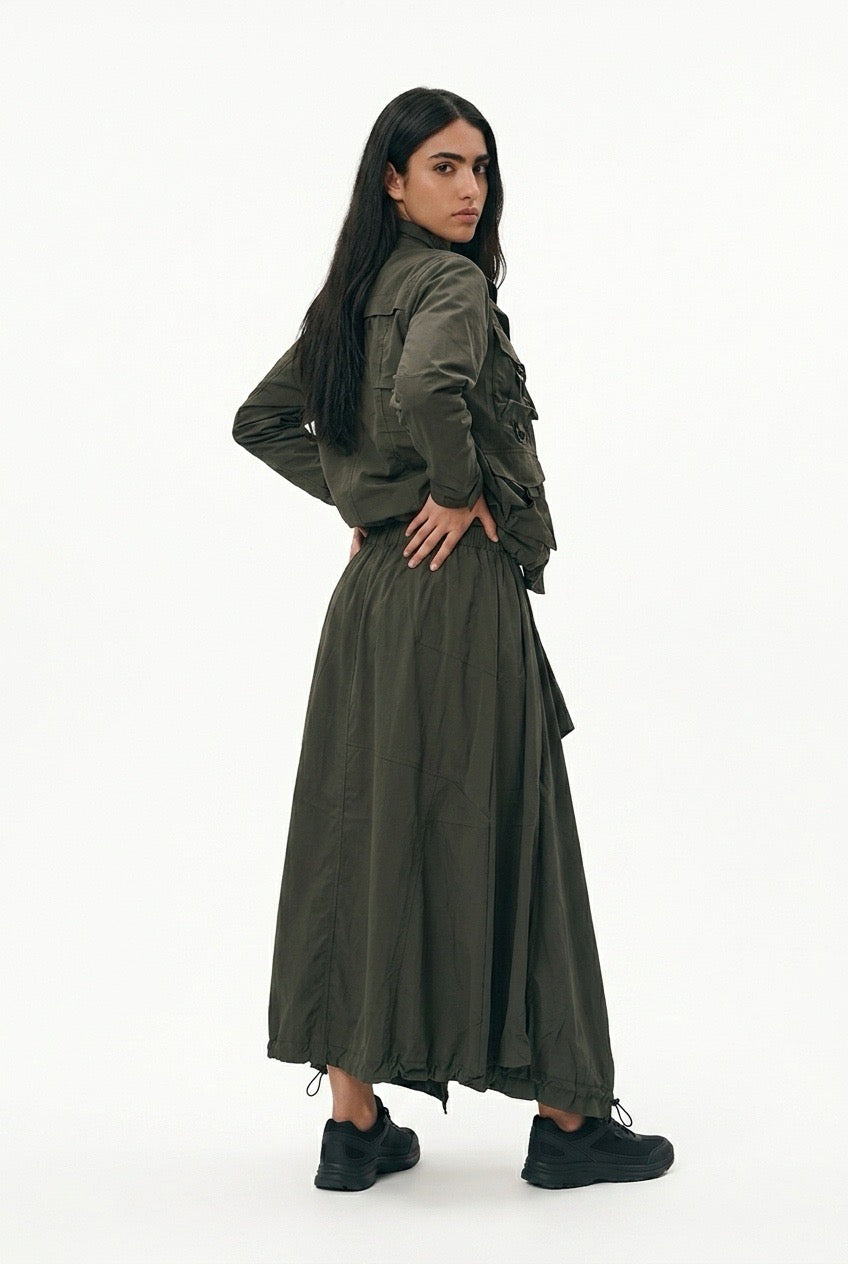 Olive Drift Maxi Skirt