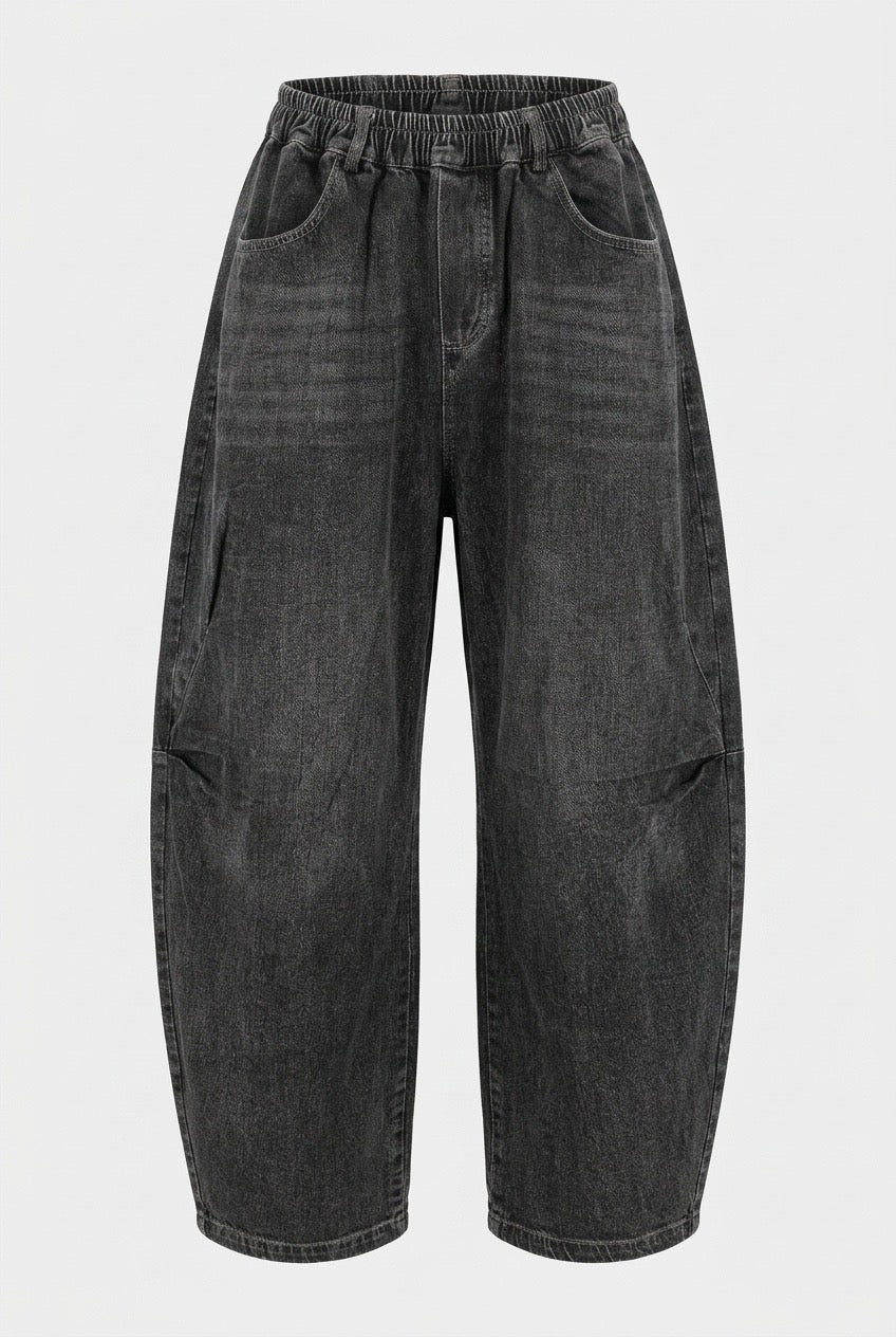 Grey Balloon Denim Pants