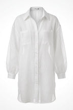White sheer Mesh longline shirt