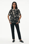 Abstract Print Flowy Tiered Shirt
