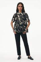 Abstract Print Flowy Tiered Shirt