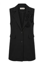 Black vest with flower embroidery