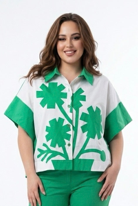 Green Flower design shirt