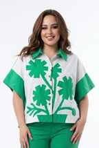 Green Flower design shirt