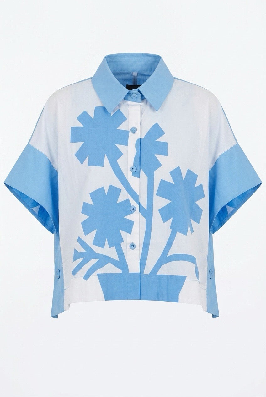 Light blue flower design shirt