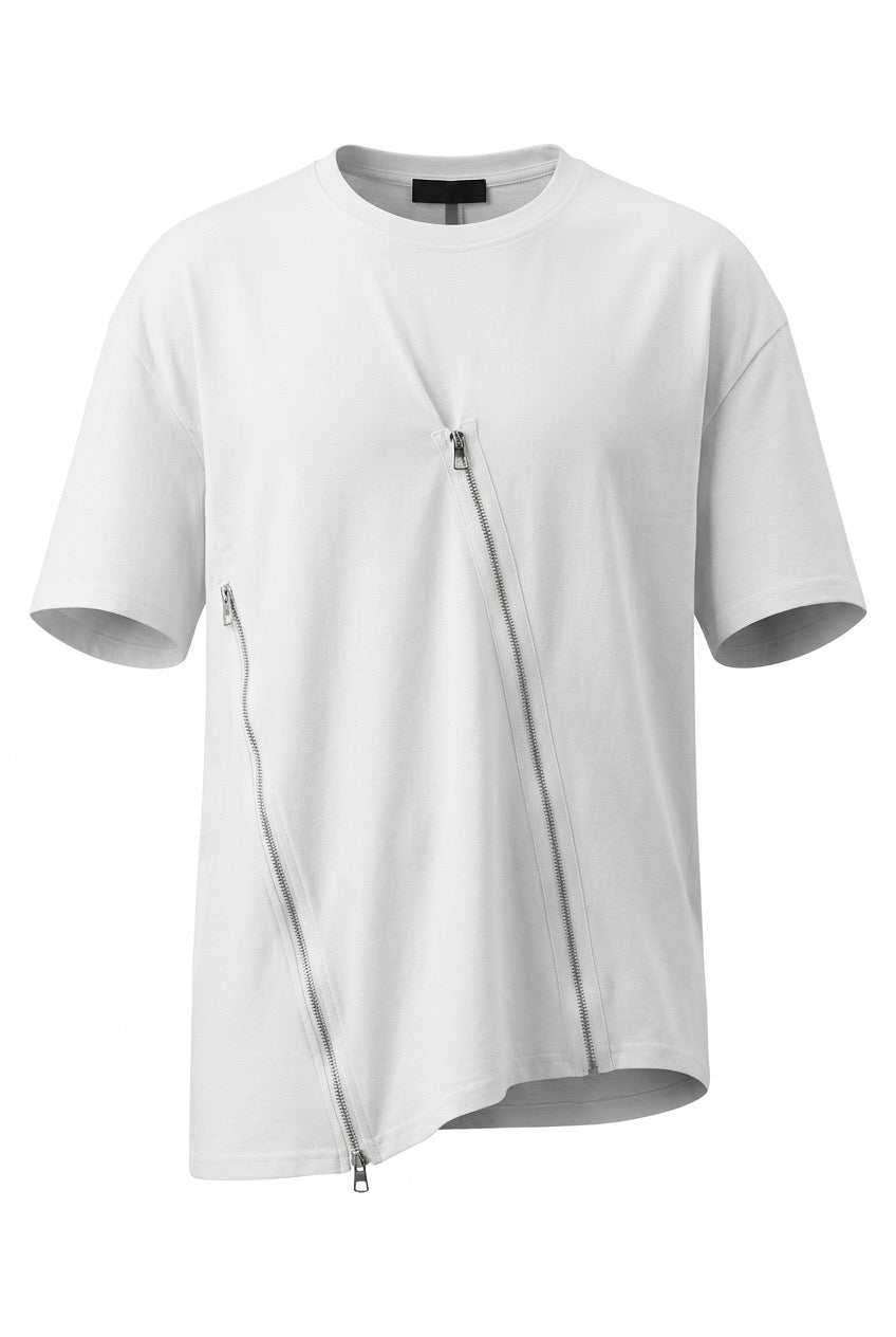 White T-shirt with zipper detail