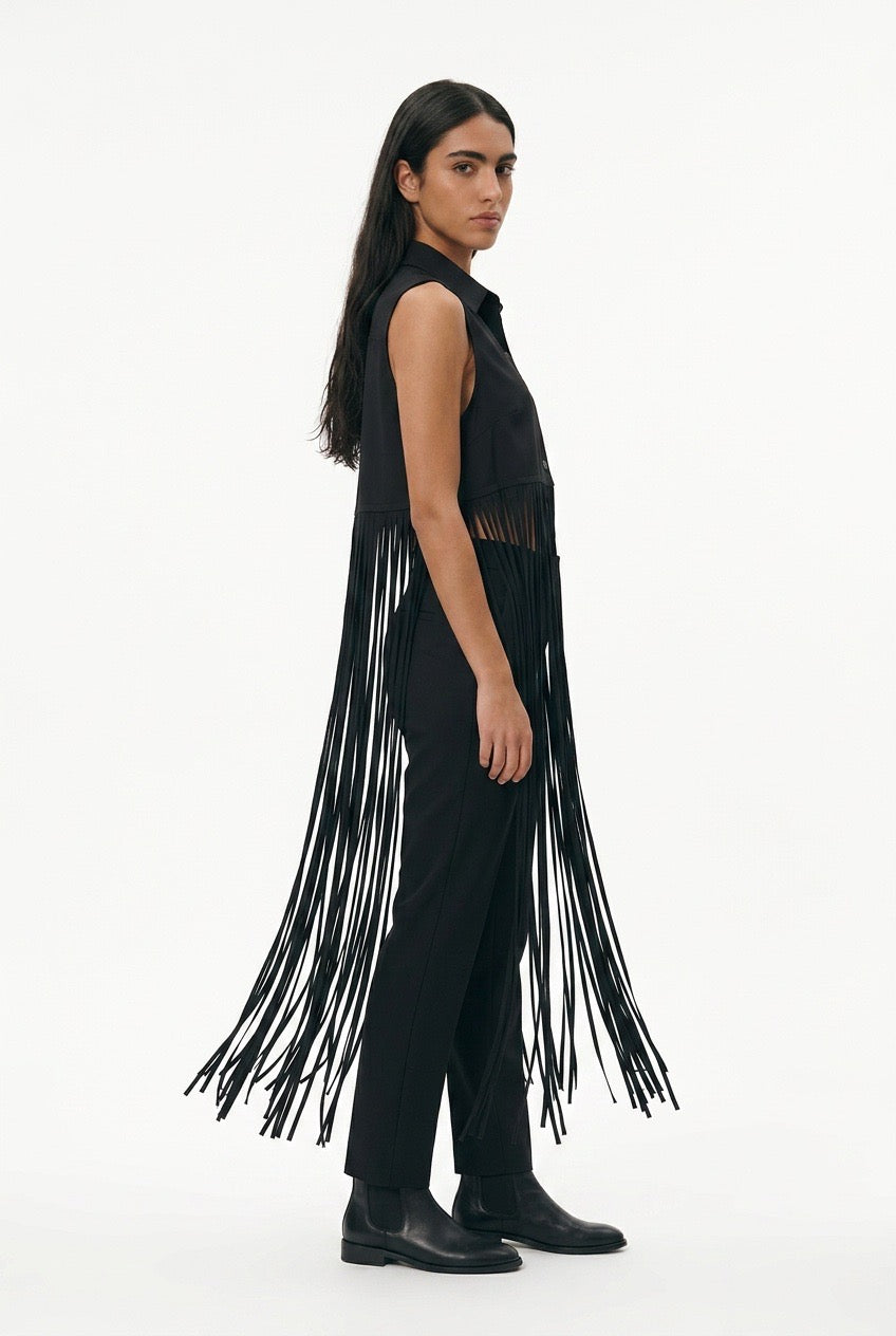 Black Fringe Vest