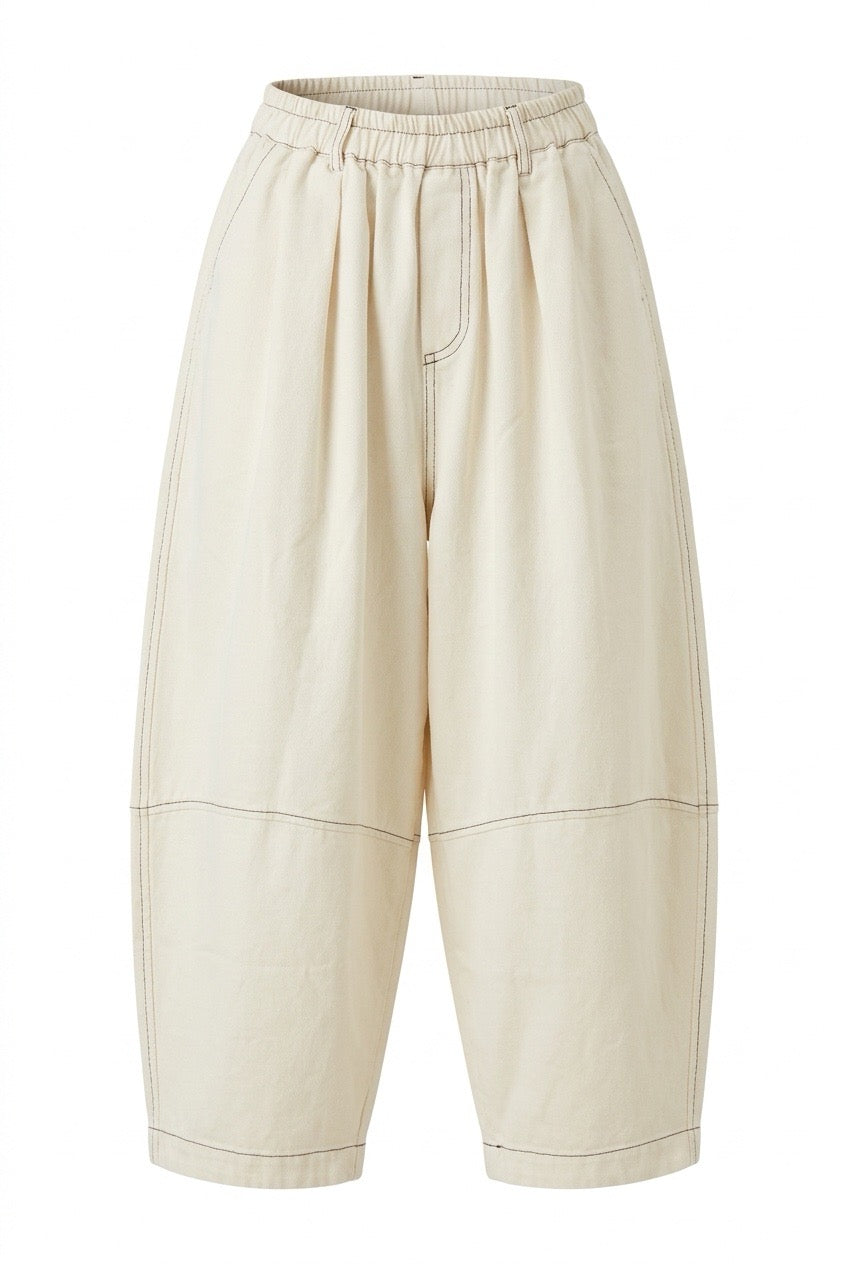 Off-white balloon Cropped Denim Pants with elastic waist