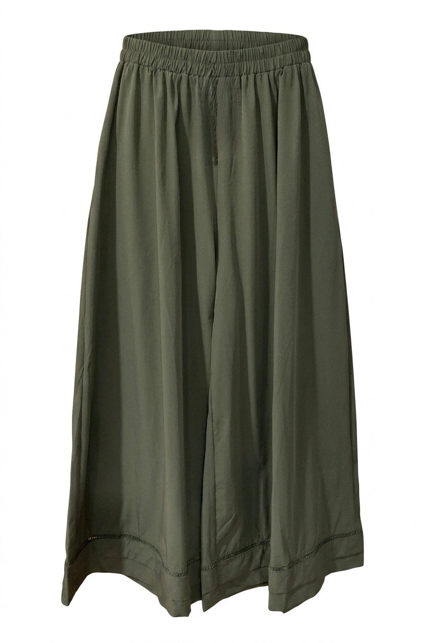 Olive Flow Wide-Leg Pants