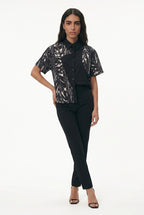 Printed Overlay Short-Sleeve Shirt