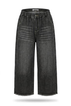 Grey Relaxed Wide-Leg Denim Pants