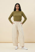 Off-white balloon Cropped Denim Pants with elastic waist