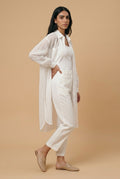 White sheer Mesh longline shirt