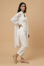 White sheer Mesh longline shirt