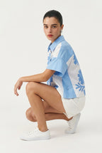 Light blue flower design shirt