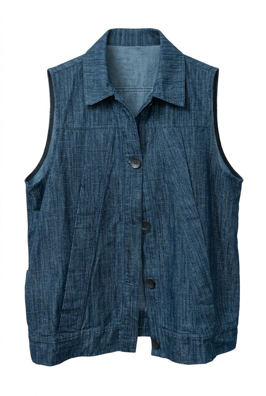 Dark blue denim vest