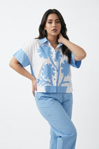 Light blue flower design shirt