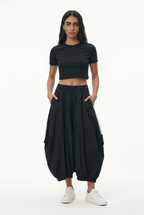 Black Cropped Balloon Pants