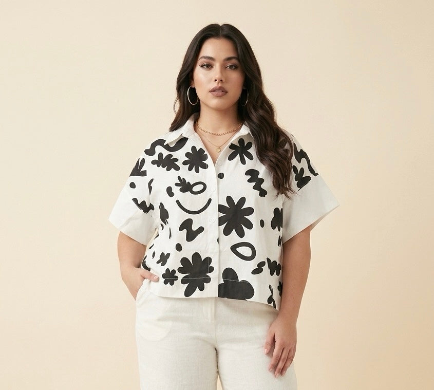Black and white scribble shirt