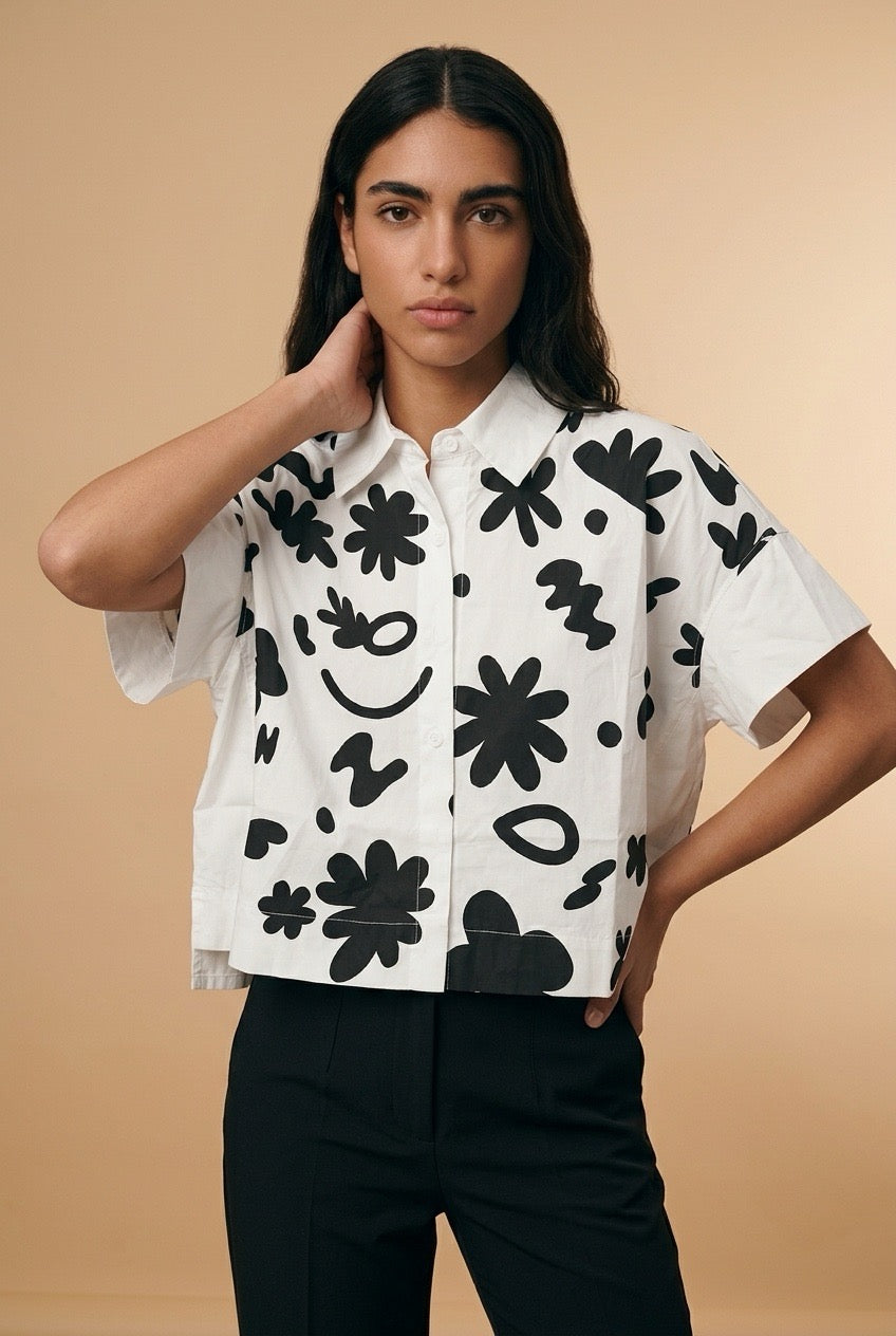 Black and white scribble shirt