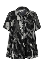 Abstract Print Flowy Tiered Shirt