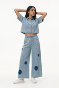Indigo Dot Wide-Leg Denim