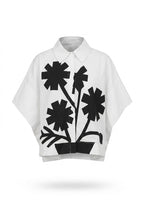 Black & White blue flower design shirt