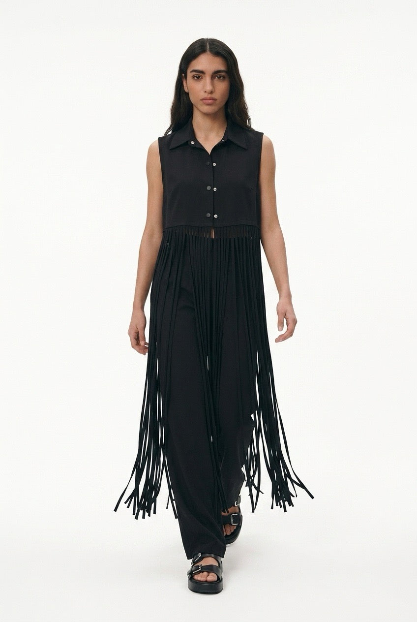 Black Fringe Vest