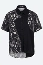 Printed Overlay Short-Sleeve Shirt