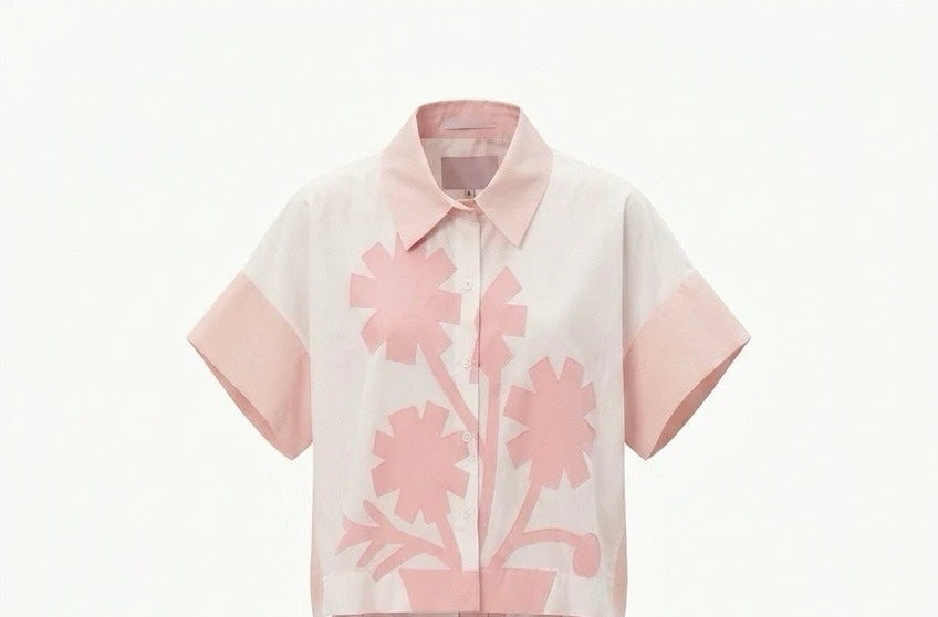 Light pink flower design shirt