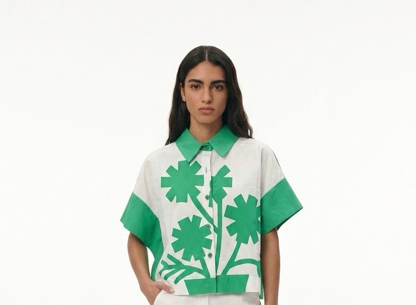 Green Flower design shirt
