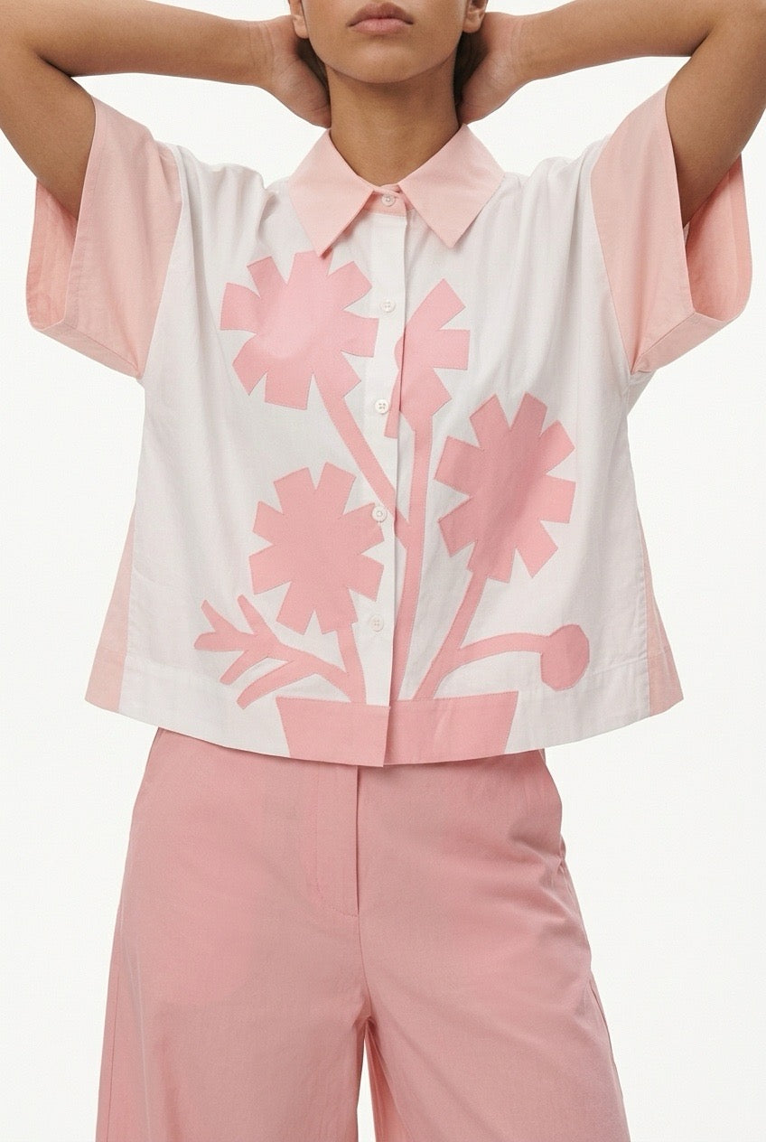 Light pink flower design shirt