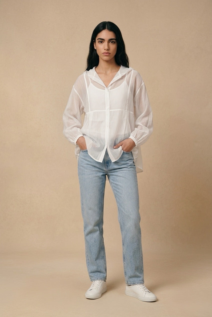 Sheer Hooded Lightweight Shirt