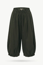 Khaki Cropped Balloon Pants in Lightweight Technical Fabric