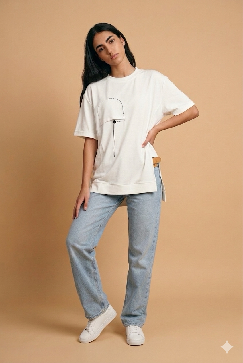 Minimal Line Oversized Tee