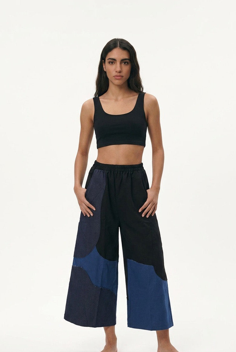 Wave Form Wide-Leg Pants