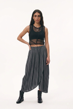 Stripe Pleated Draped Culottes