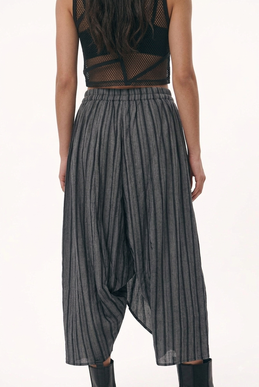 Stripe Pleated Draped Culottes