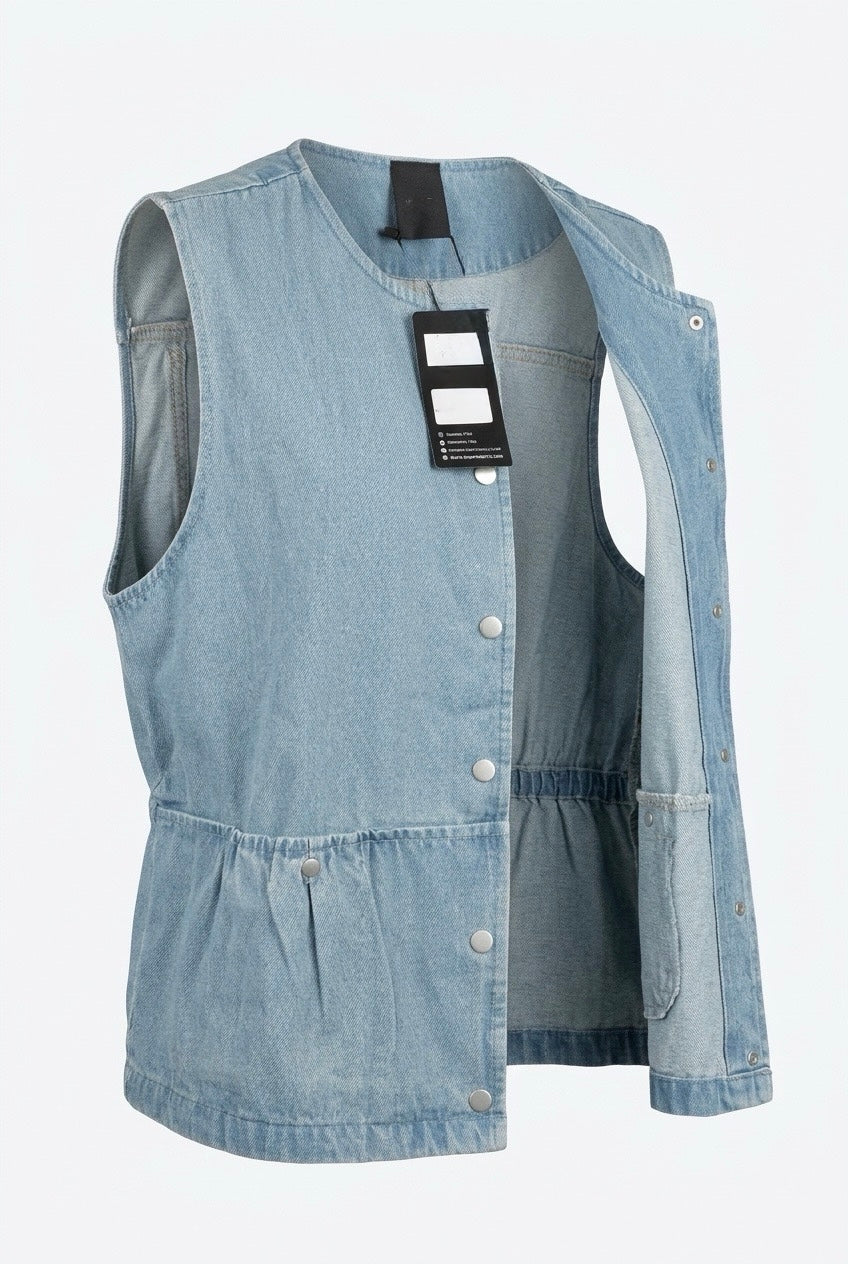 Blue denim vest