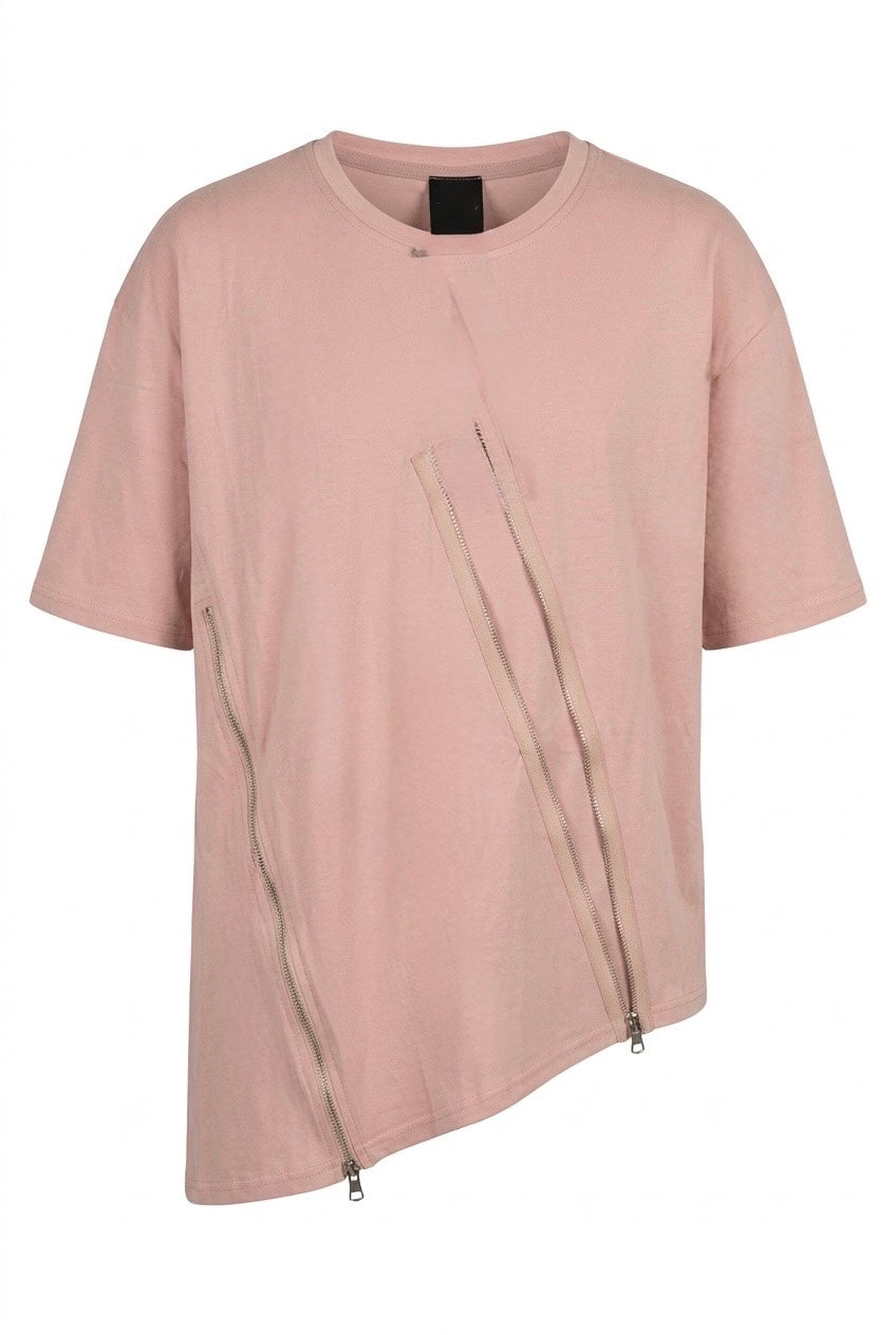 Blush T-shirt with Zipper detail