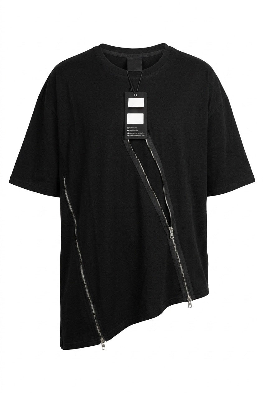 Black T-shirt with zipper detail