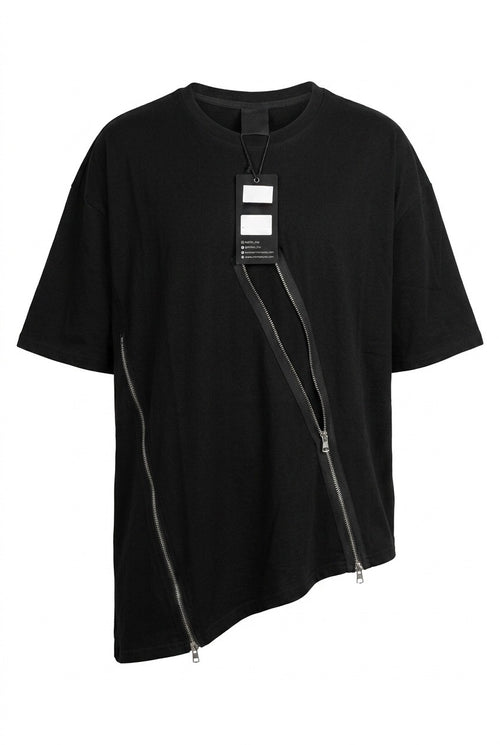 Black T-shirt with zipper detail