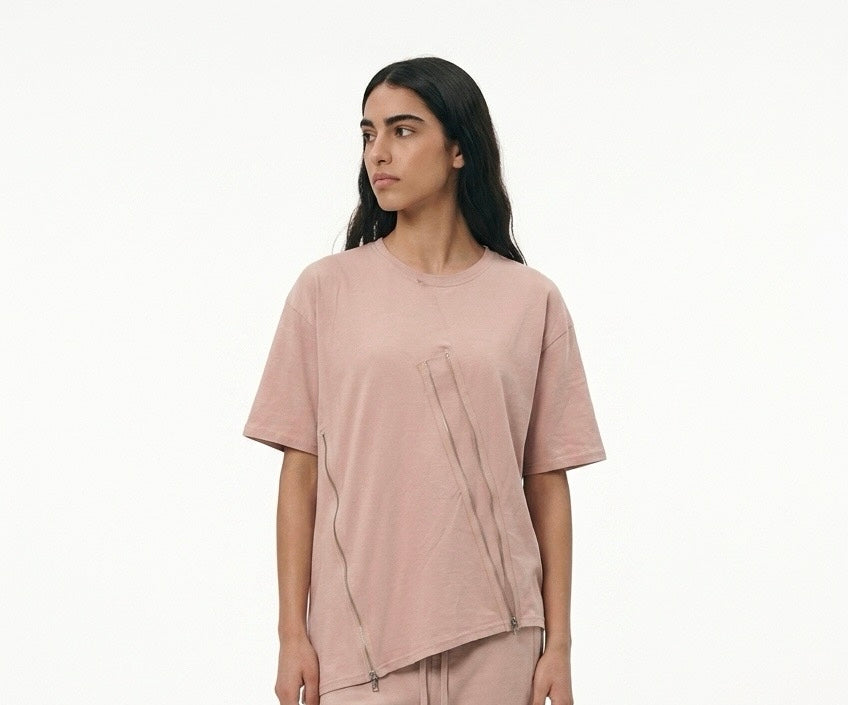Blush T-shirt with Zipper detail