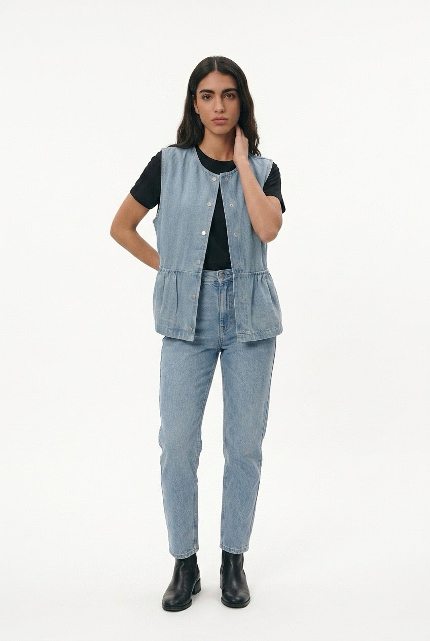 Blue denim vest