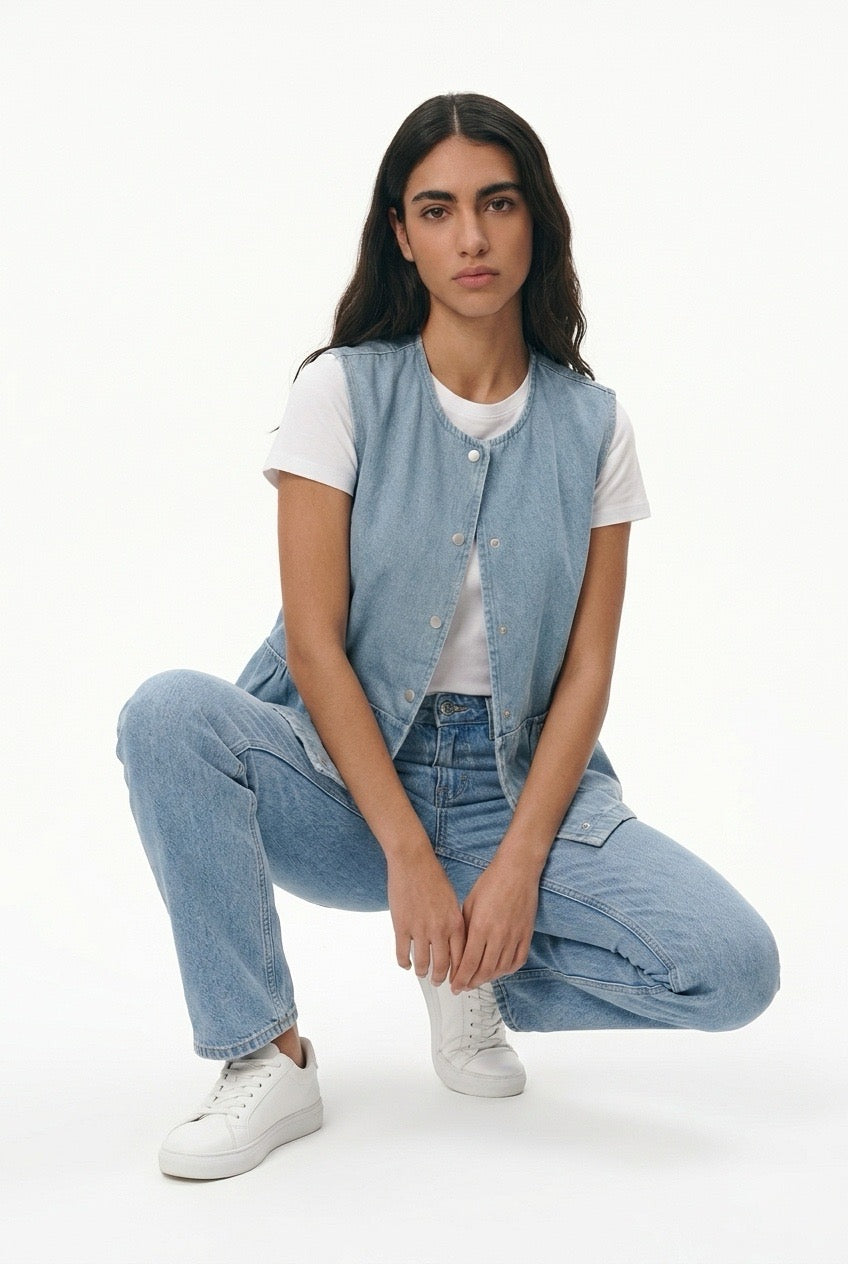 Blue denim vest